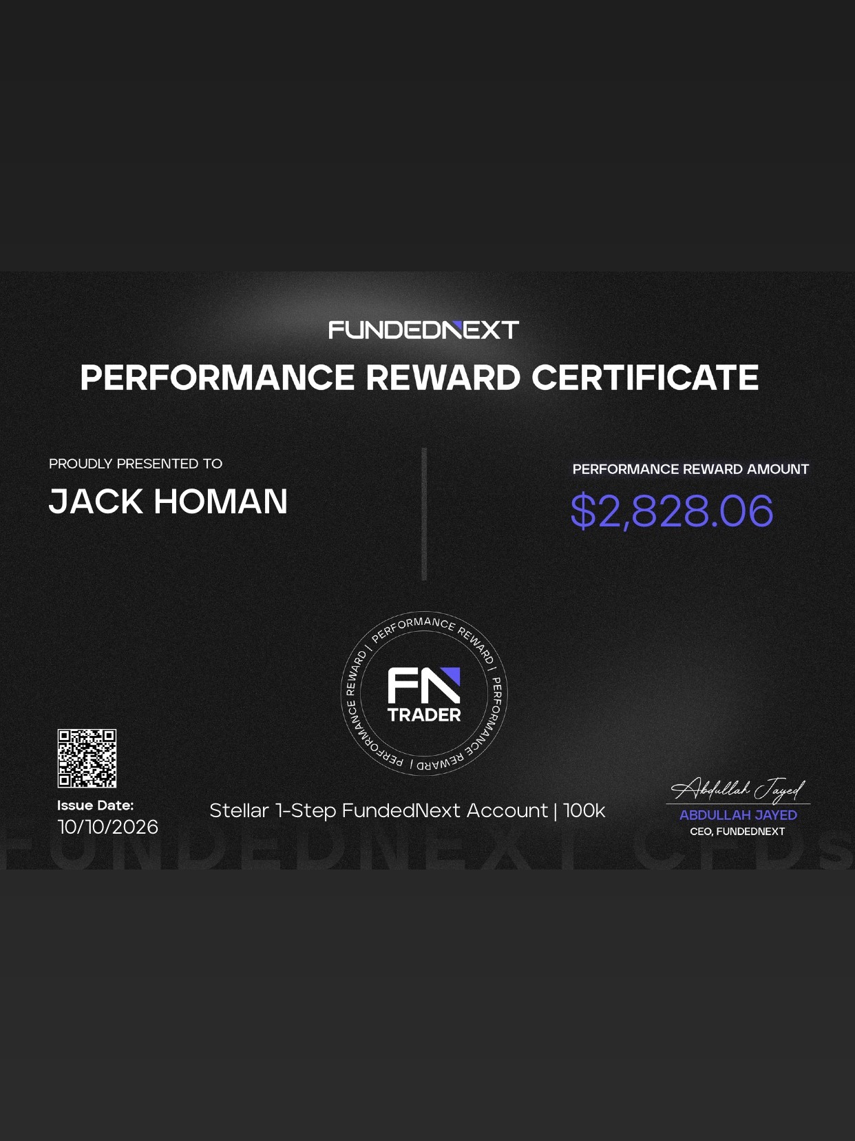 Jack Homan trading credential