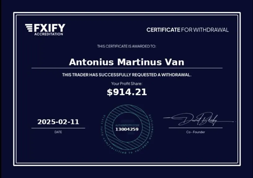 Funded trader certificate