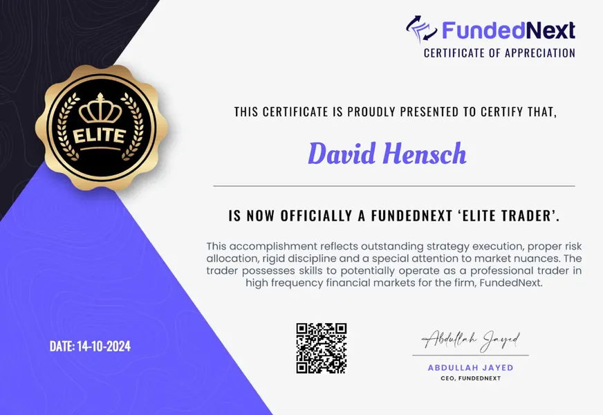 Funded trader certificate