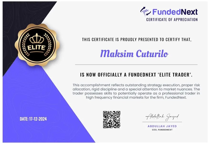 Funded trader certificate