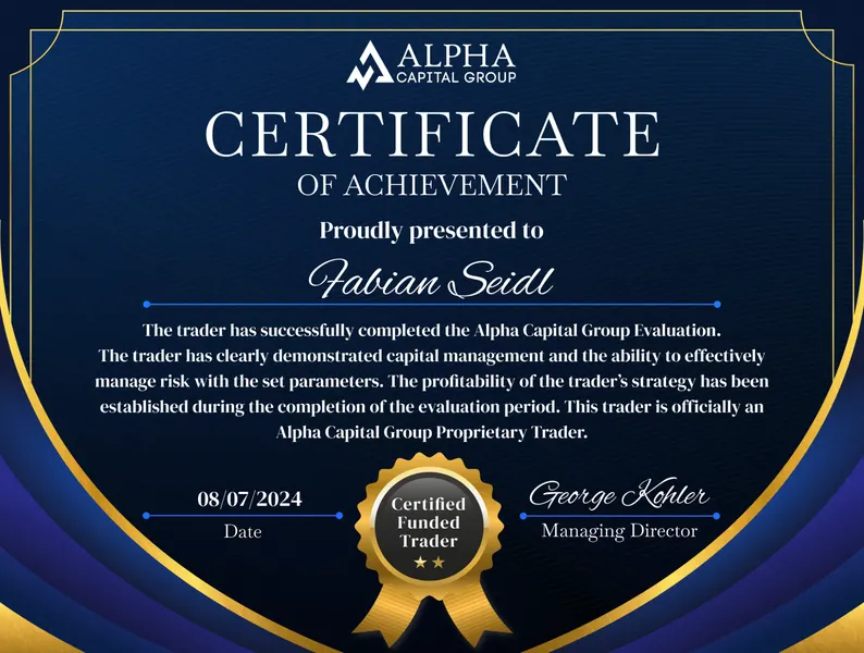 Funded trader certificate